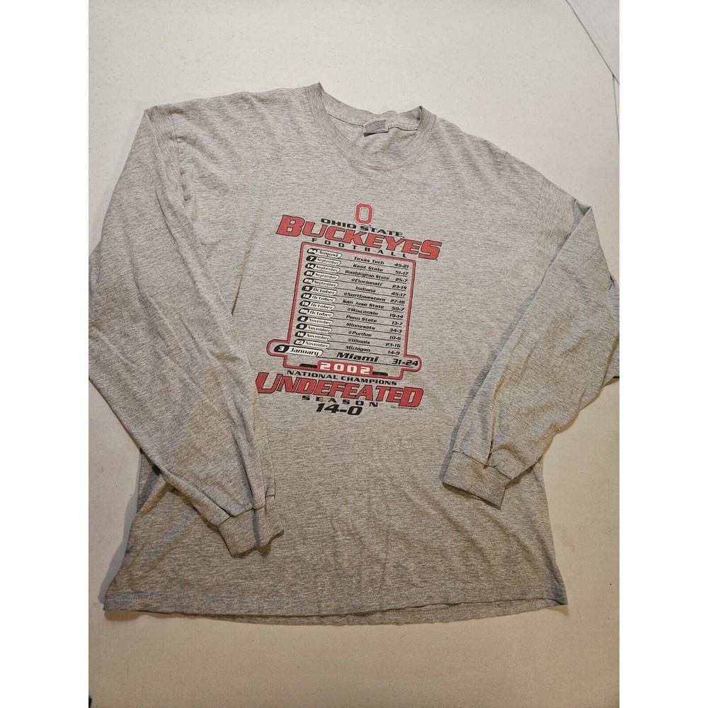 Ohio State Buckeyes T-Shirt Men's Size XL 2002 National Champions Long Sleeve